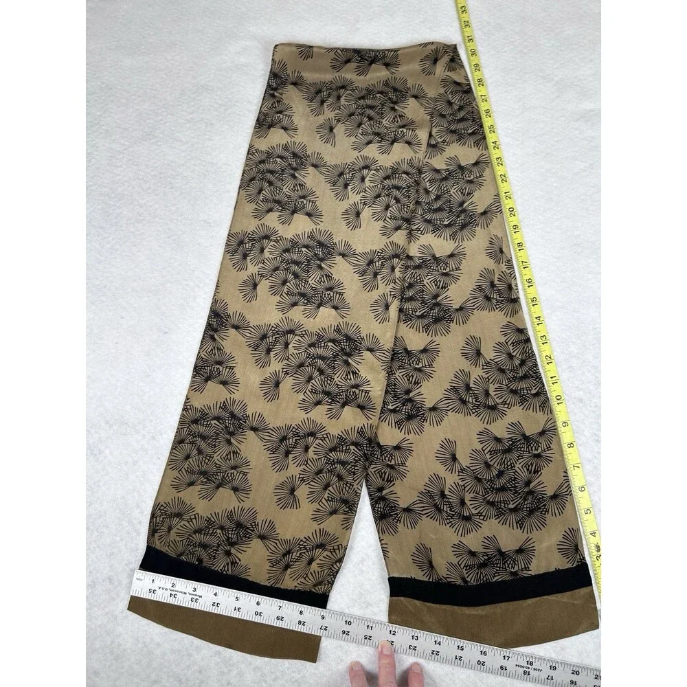 Kavita Hand Screened Silk Scarf Olive Drab Black Pine Crepe Oblong 10x64